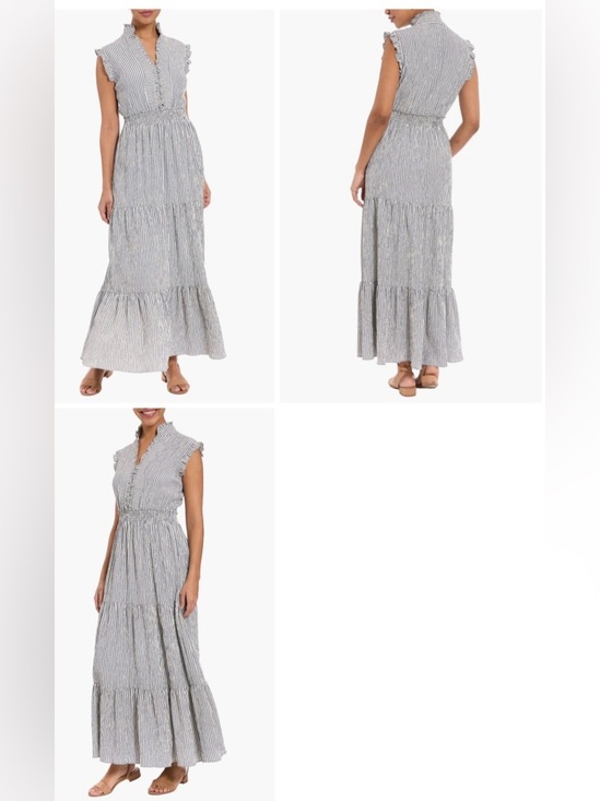 London Times Dresses & Skirts - London Times Sleeveless Striped Maxi Dress - White and Navy